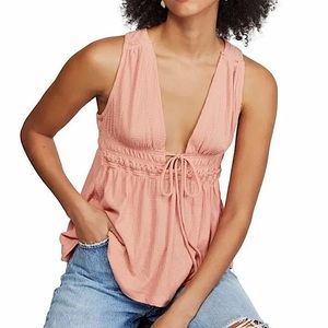 Free People - Beach Bound Plunge Tank. NEW with tags. Size Women’s Medium